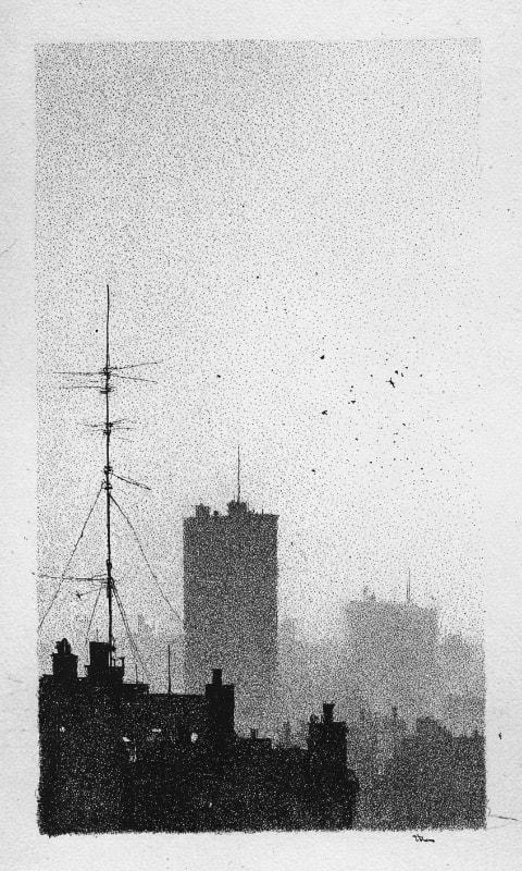 Ảnh nền buildings fog cho Xteink X4
